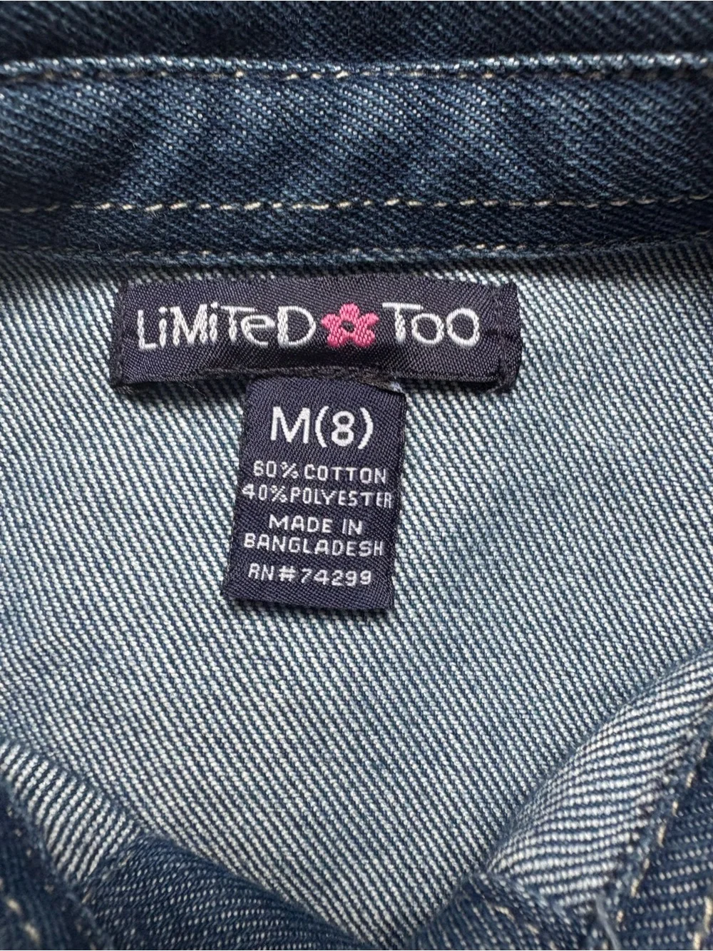 Limited Too Girls Blue Denim Button Vest